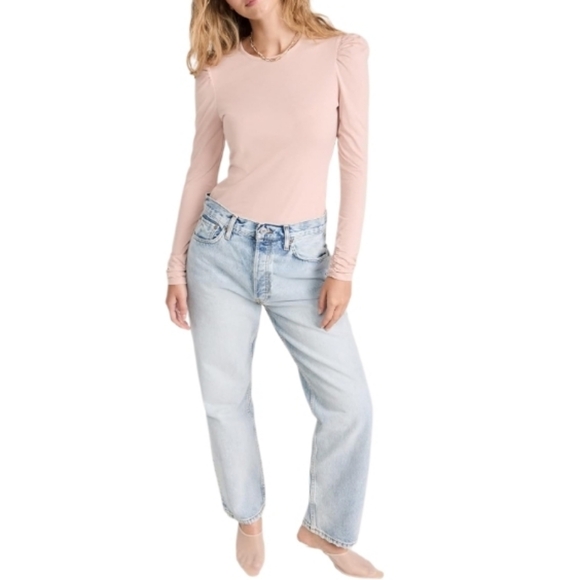 REBECCA TAYLOR Ruched Long Sleeve Top in Soft Blush - Picture 4 of 14